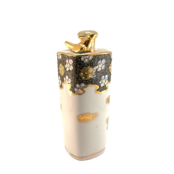 Kutani Ware Antique Tokkuri Sake Bottle Japanese Sake Bottle Bud Vase Singing Go - Picture 2 of 9